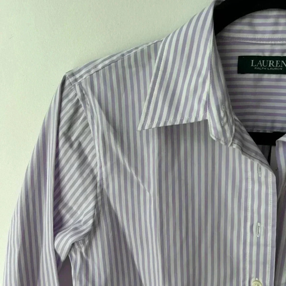 Ralph Lauren Lilac and White Striped Button Down Shirt - Picture 2 of 12